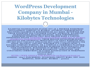 WordPress Website Development company in Mumbai - Kilobytes Technologies