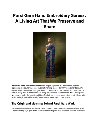 Parsi Gara Hand Embroidery Sarees_ A Living Art That We Preserve and Share
