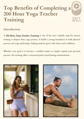 Top Benefits of Completing a 200 Hour Yoga Teacher Training