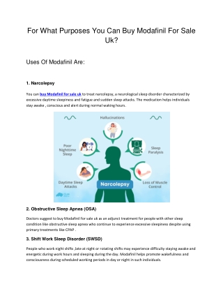 For what purposes you can buy Modafinil for sale uk
