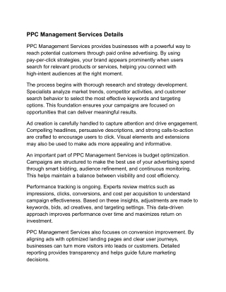 PPC Management Services Details
