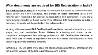What Documents Are Required for BIS Registration in India