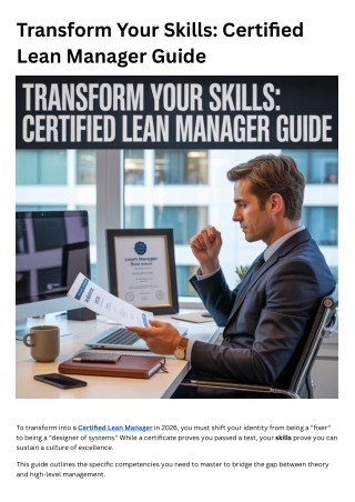 Transform Your Skills: Certified Lean Manager Guide