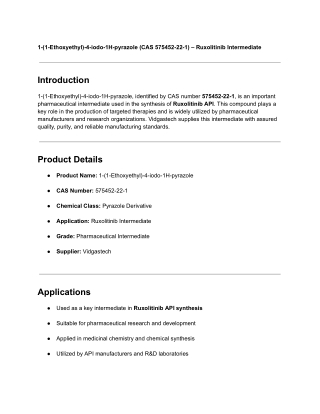 1-(1-Ethoxyethyl)-4-iodo-1H-pyrazole (CAS 575452-22-1) – Ruxolitinib Intermediate