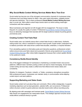 Why Social Media Content Writing Services Matter More Than Ever