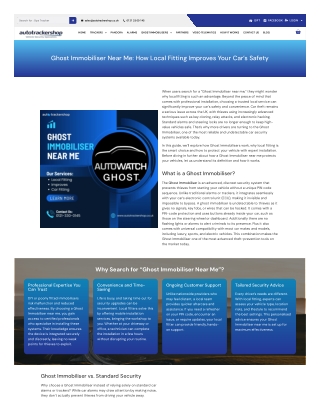 Ghost Immobiliser Near Me: How Local Fitting Improves Your Car’s Safety