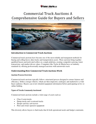 commercial truck auctions a comprehensive guide for buyers and sellers