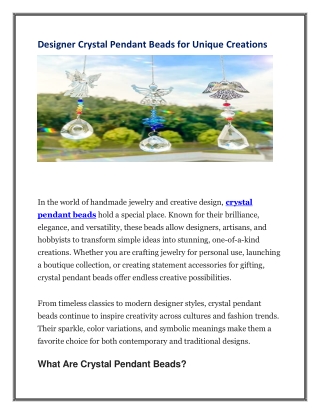 Designer Crystal Pendant Beads for Unique Creations