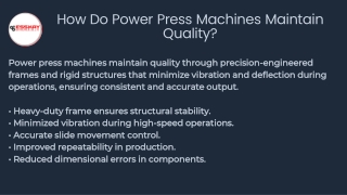 How Do Power Press Machines Maintain Quality?