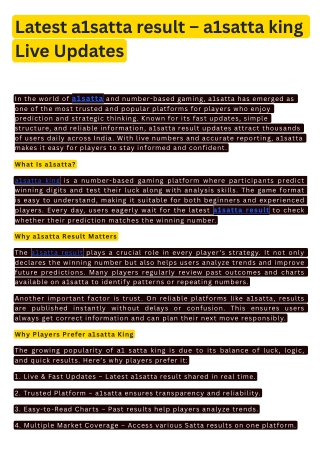 Shri Shyam Satta is a well-known numbers-based game that has captured the attention of enthusiasts across India. Often r