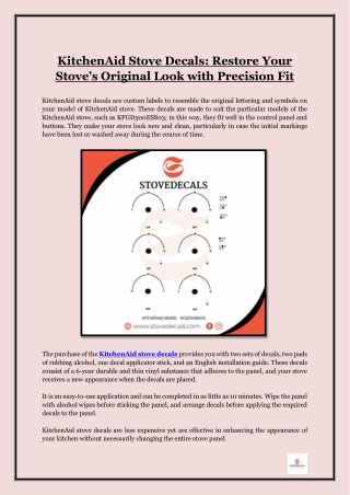 KitchenAid Stove Decals- Restore Your Stove’s Original Look with Precision Fit