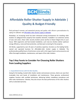 Affordable Roller Shutter Supply in Adelaide Quality & Budget-Friendly
