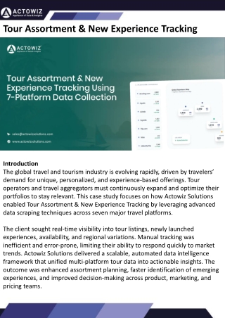 Tour Assortment & New Experience Tracking