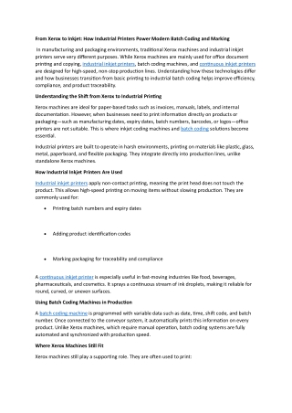 From Xerox to Inkjet