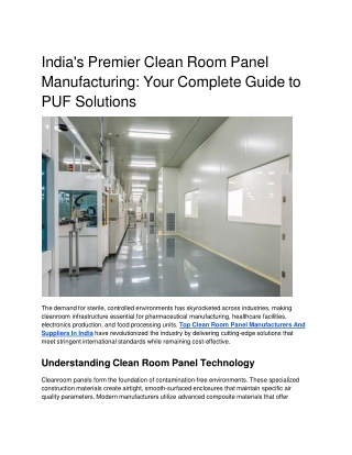 India's Premier Clean Room Panel Manufacturing_ Your Complete Guide to PUF Solutions
