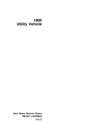 John Deere 1800 Utility Vehicle Service Repair Manual Instant Download (TM1527)