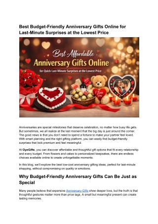 Best Budget-Friendly Anniversary Gifts Online for Last-Minute Surprises at the Lowest Price