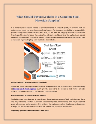 What Should Buyers Look for in a Complete Steel Materials Supplier?