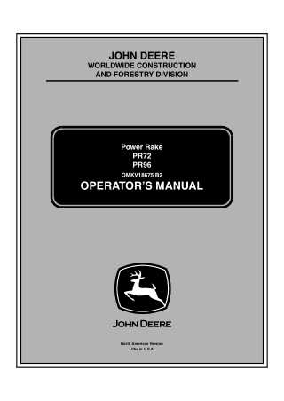 John Deere PR72 PR96 Power Rake Operator’s Manual Instant Download (Pr72 Serial No.KVPR72X400101- Pr96 Serial No.KVPR96X