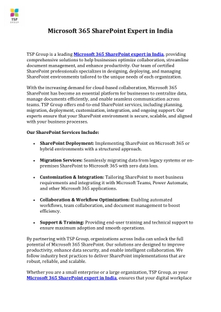 Microsoft 365 SharePoint Expert in India
