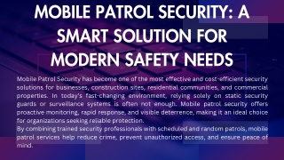 Mobile Patrol Security Services Property Protection
