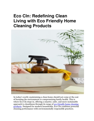 Eco Friendly Home Cleaning Products for a Safer, Healthier Home | Eco Cln