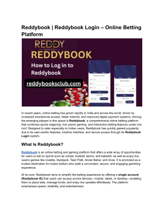 Reddybook _ Reddybook Login – Online Betting Platform