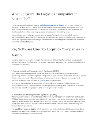 What Software Do Logistics Companies in Austin Use