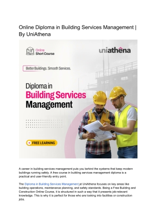 Online Diploma in Building Services Management _ By UniAthena