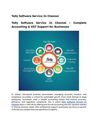 Tally Software Service In Chennai – Complete Accounting & GST Support for Businesses