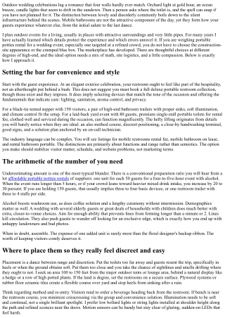 Leading Tips for Portable Potties Rental for Outdoor Weddings