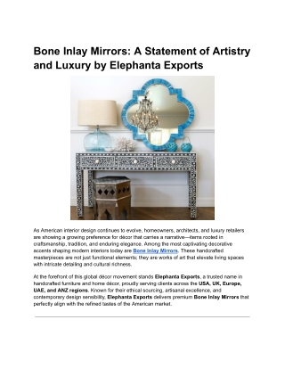 Bone Inlay Mirrors: A Statement of Artistry and Luxury by Elephanta Exports