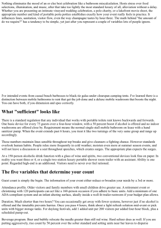 Mobile Porta Potties: The Number Of Do You Truly Required?