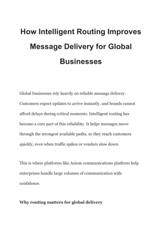How Intelligent Routing Improves Message Delivery for Global Businesses