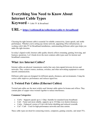 Everything You Need to Know About Internet Cable Types