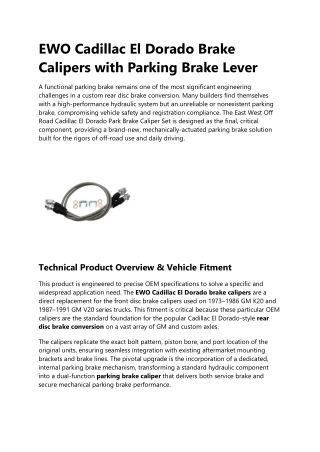 EWO Cadillac El Dorado Brake Calipers with Parking Brake Lever