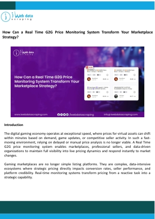 Transform Marketplace Strategy with Real-Time G2G Price Monitoring