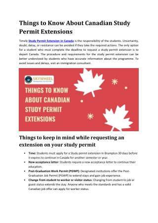 Study Permit Extension in Canada - Skywheel Immigration