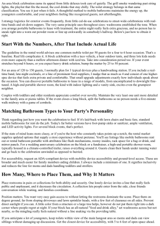 Mobile Commode to Rent: A Guide for Area Block Celebrations