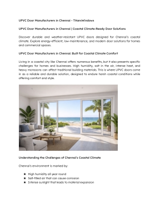 UPVC Door Manufacturers in Chennai  Coastal Climate-Ready Door Solutions