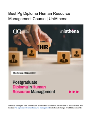 Best Pg Diploma Human Resource Management Course - UniAthena