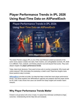 Player Performance Trends in IPL 2026 Using Real-Time Data on AllPanelExch