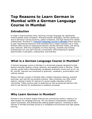Top Reasons to Learn German in Mumbai