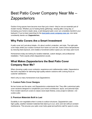Best Patio Cover Company Near Me – Zappexteriors
