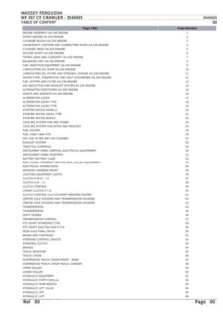 Massey Ferguson MF 367 CF CRAWLER Parts Catalogue Manual Instant Download