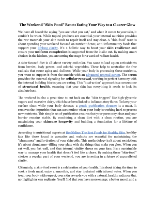 The Weekend _Skin-Food_ Reset_ Eating Your Way to a Clearer Glow