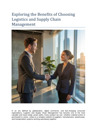 Exploring the Benefits of Choosing Logistics and Supply Chain Management