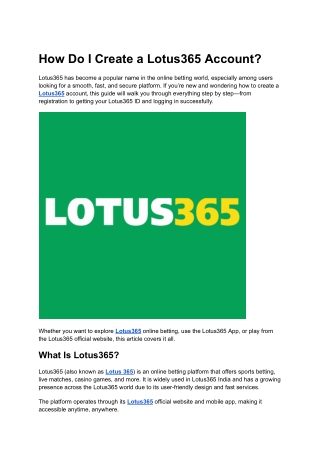 How Do I Create a Lotus365 Account