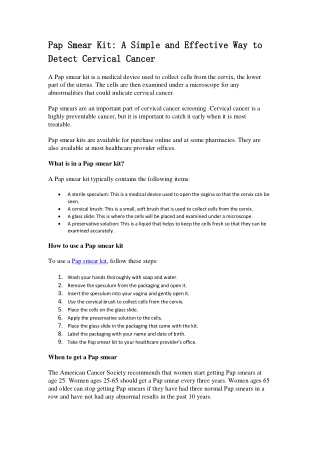 Pap Smear Kit
