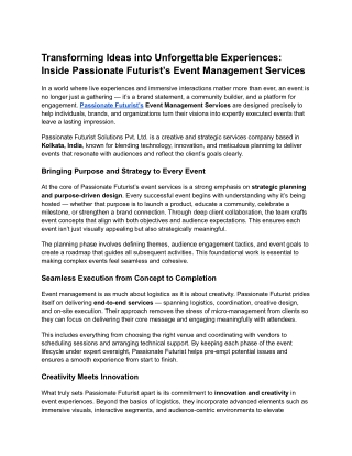 Transforming Ideas into Unforgettable Experiences_ Inside Passionate Futurist’s Event Management Services